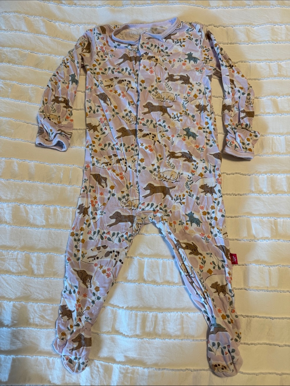 Magnetic Me 3-6 mo Pink Footed One-Piece with Dog Print